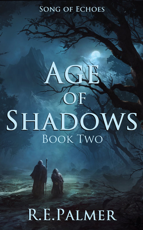 Age of Shadows book cover (Book 2 in Song of Echoes, an epic fantasy series) Artwork: Kentaro Kanamoto