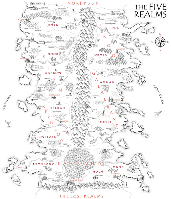 Epic Fantasy map of The Five Realms (Song of Echoes)